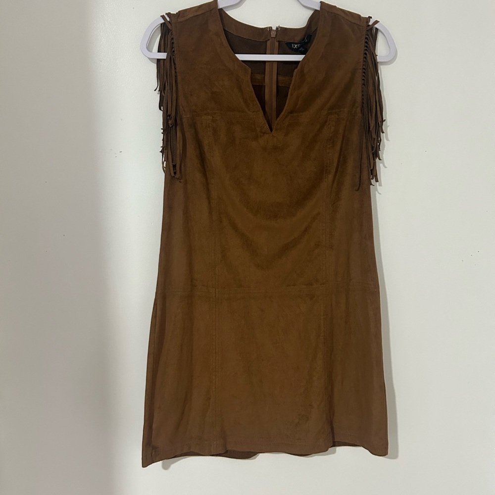 Express Brown Suede tunic mini dress bohemian‎ Steve nicks
